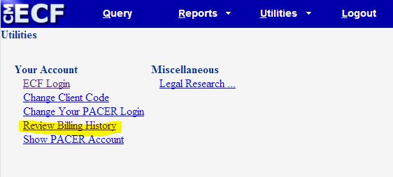 Utilities page at Massachusetts district court